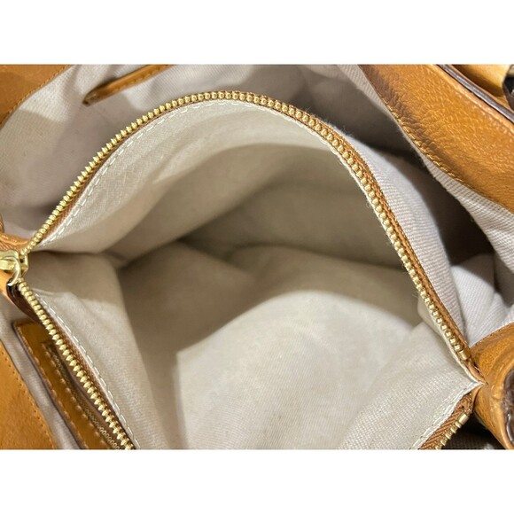 MICHAEL KORS CARAMEL TAN LEATHER SATCHEL HANDBAG. - Picture 9 of 12